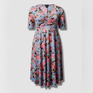 Torrid Midi Studio Knit Ruched Front Dress  - 2X